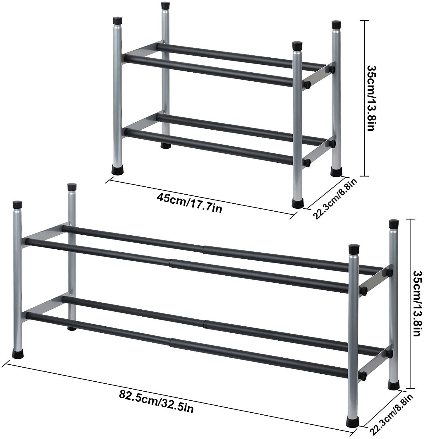 2 Tier Expandable Shoe Rack Adjustable Stackable Shoe Organizer