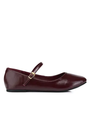 Aelia Rounded Toe Flats & Ballerina (Maroon)