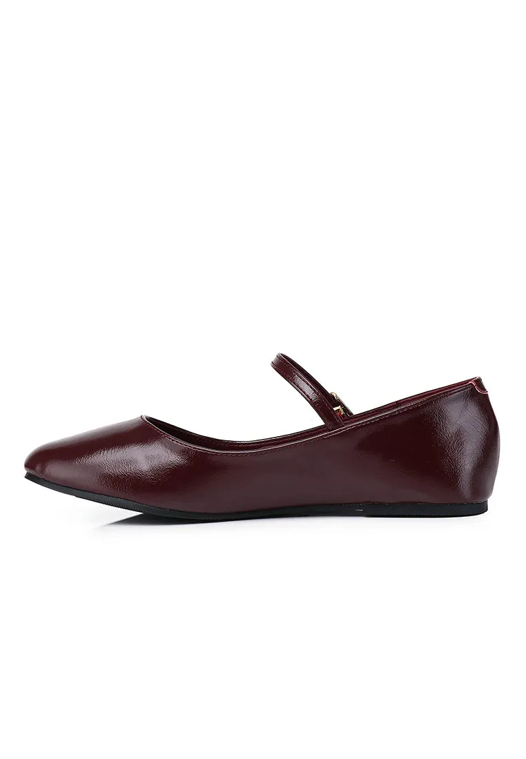 Aelia Rounded Toe Flats & Ballerina (Maroon)