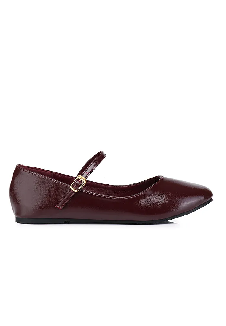 Aelia Rounded Toe Flats & Ballerina (Maroon)