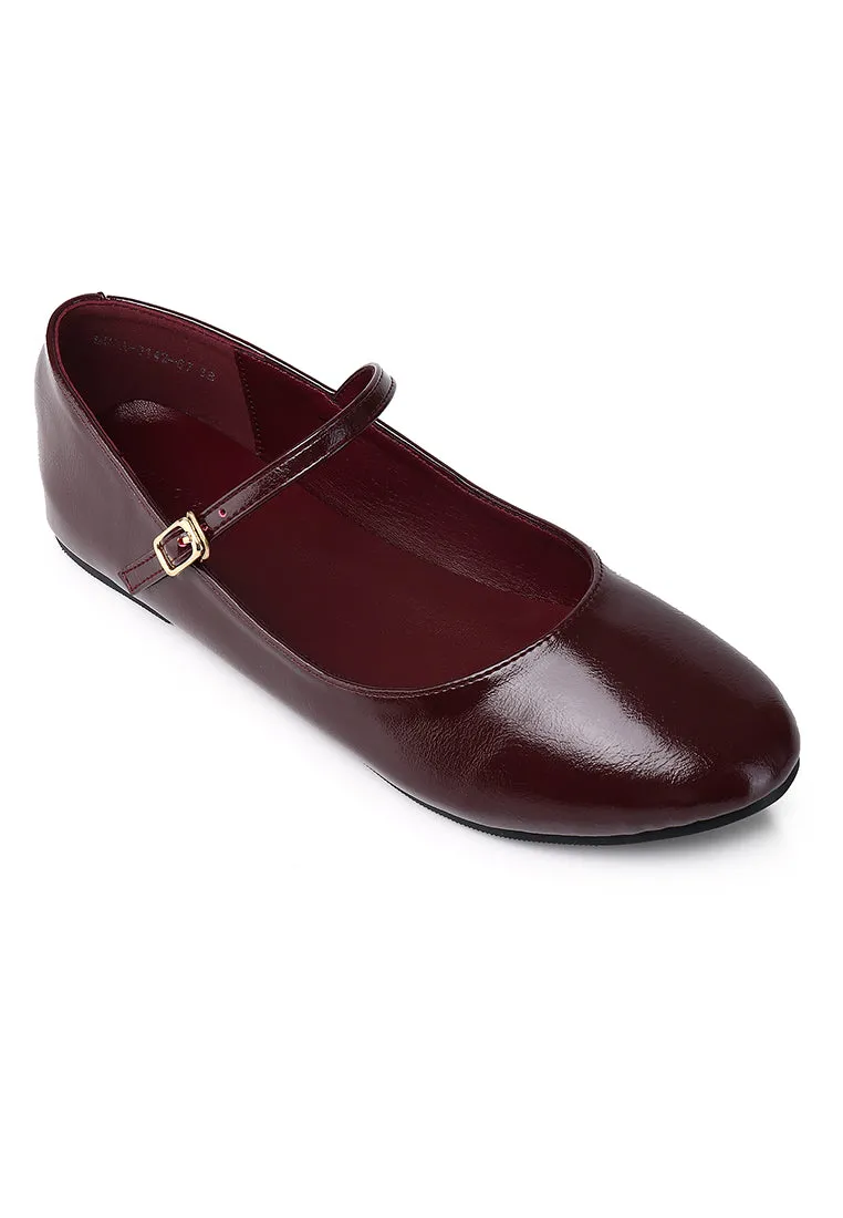 Aelia Rounded Toe Flats & Ballerina (Maroon)