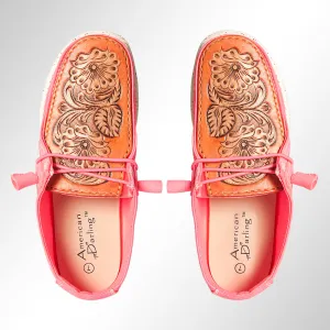 American Darling ADFT133NEPK11 Hand tooled carved genuine leather trim lightweight shoe footwear slip on