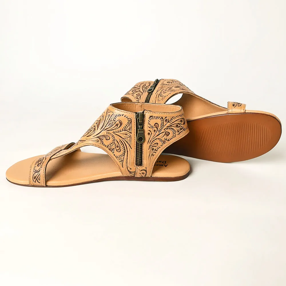 American Darling ADFT141A Hand tooled carved genuine leather sandal footwear flip flop