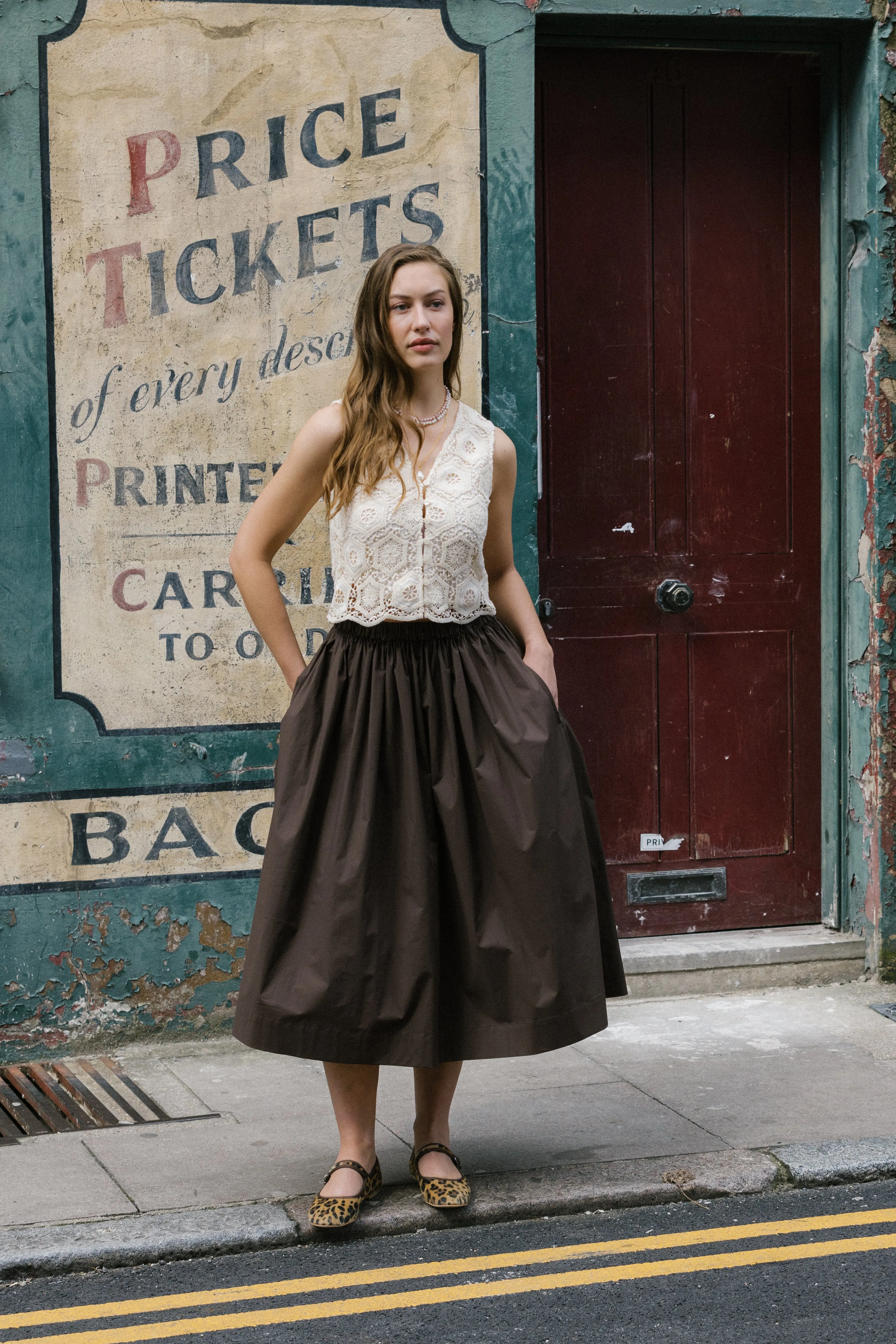 Brown Cotton Tina Skirt