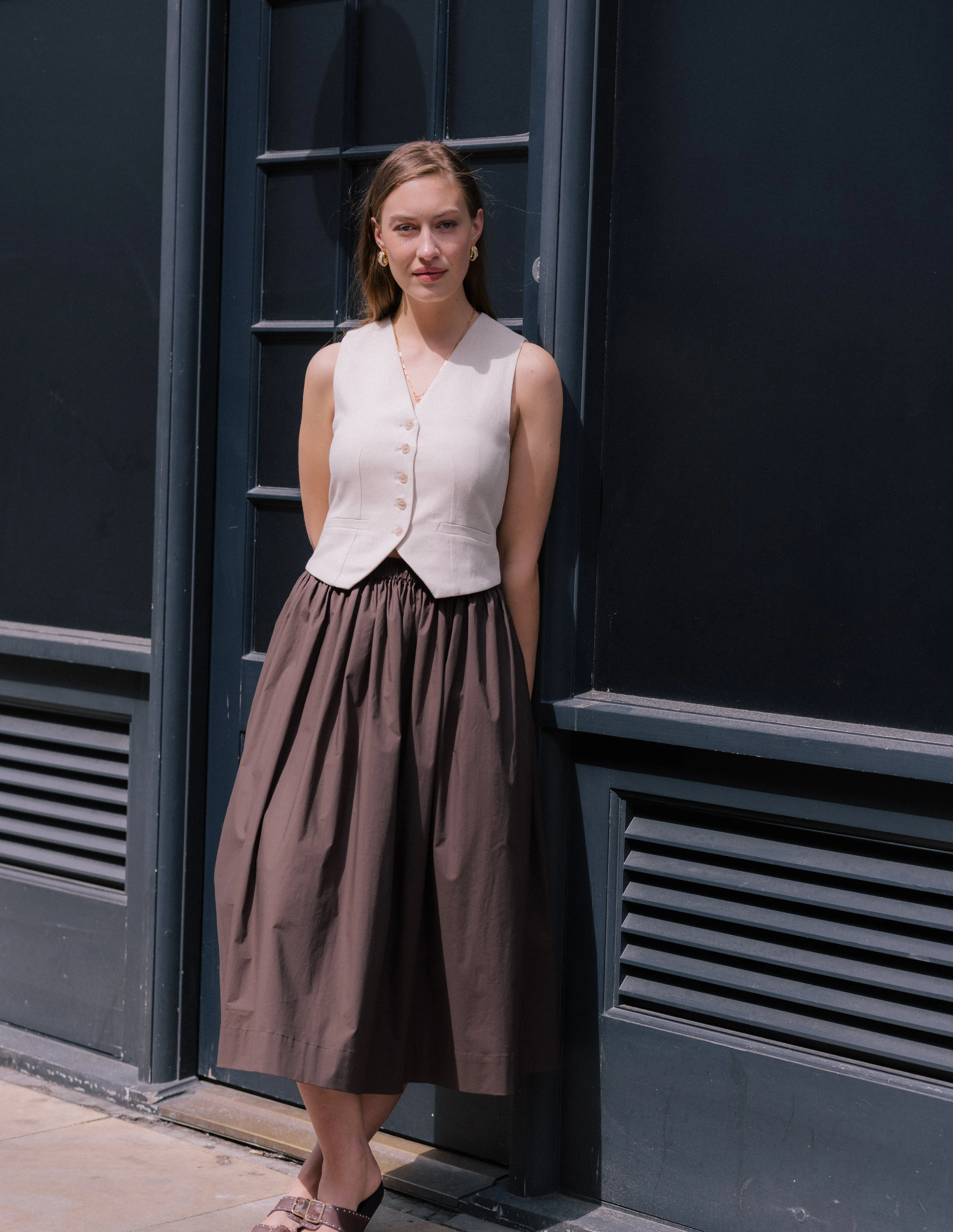 Brown Cotton Tina Skirt