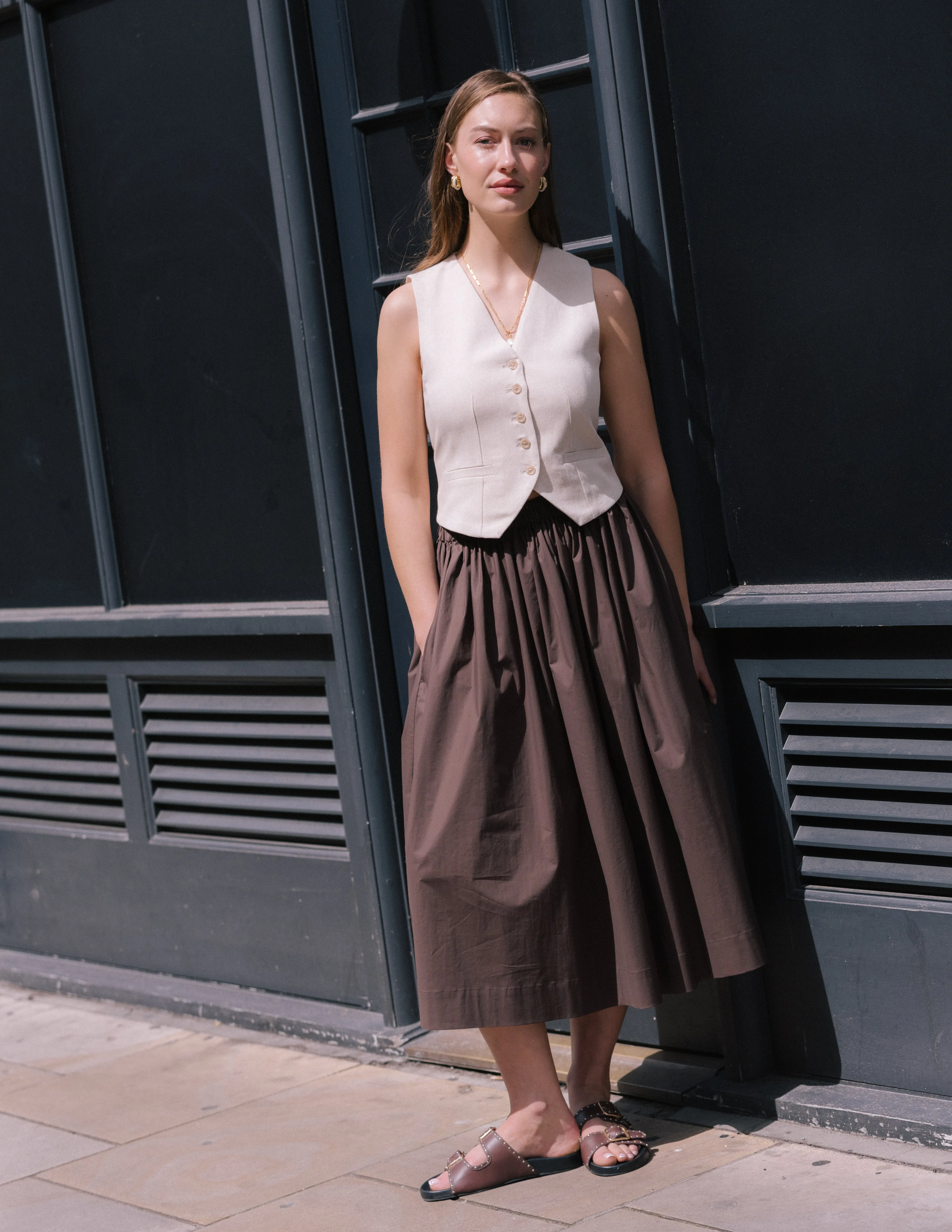Brown Cotton Tina Skirt