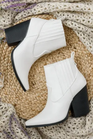 Easy On the Ankle Western Inspired Booties in White