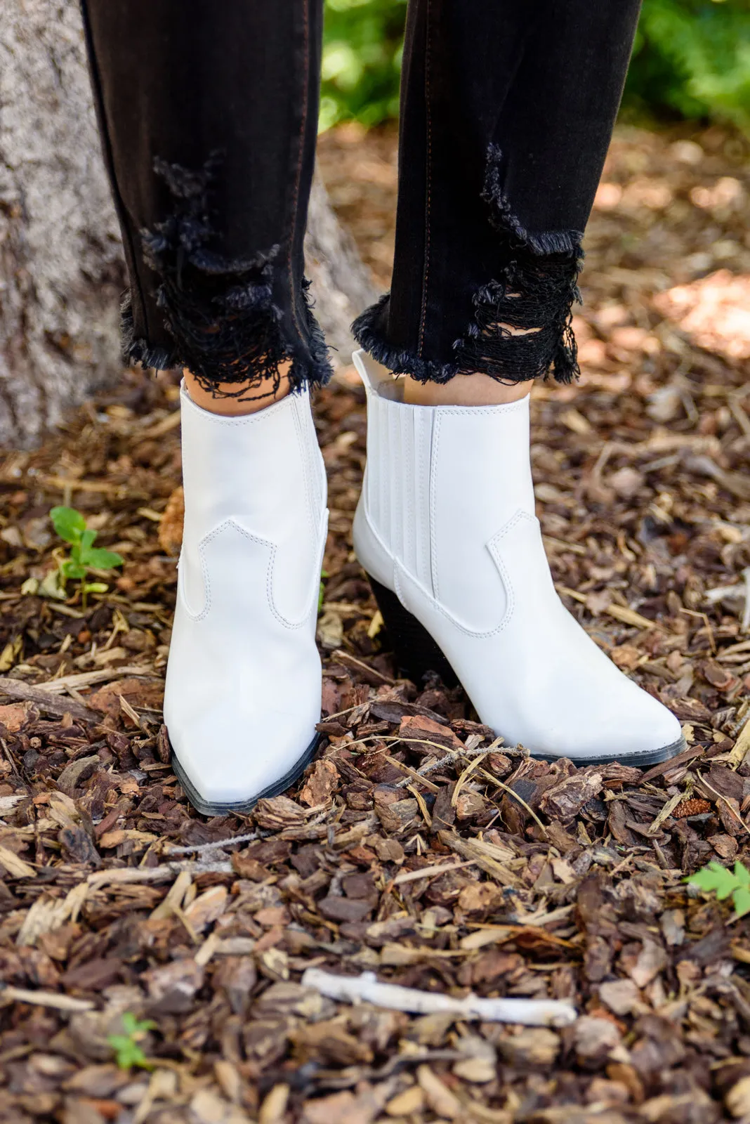 Easy On the Ankle Western Inspired Booties in White