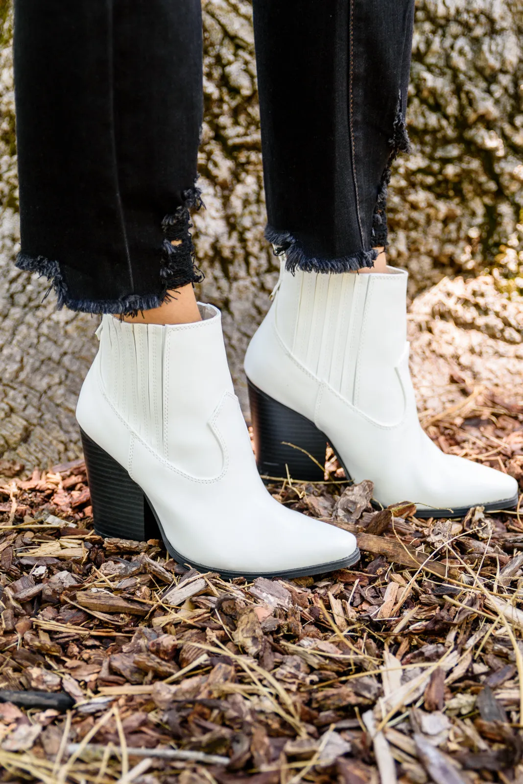 Easy On the Ankle Western Inspired Booties in White