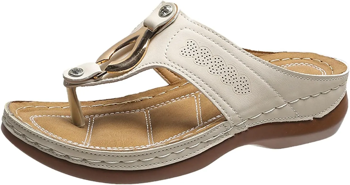 Eduavar Sandals Women, Sandals Women Dressy Summer Comfy Flip Flops Sandals Breathable Open Toe Flat Sandals