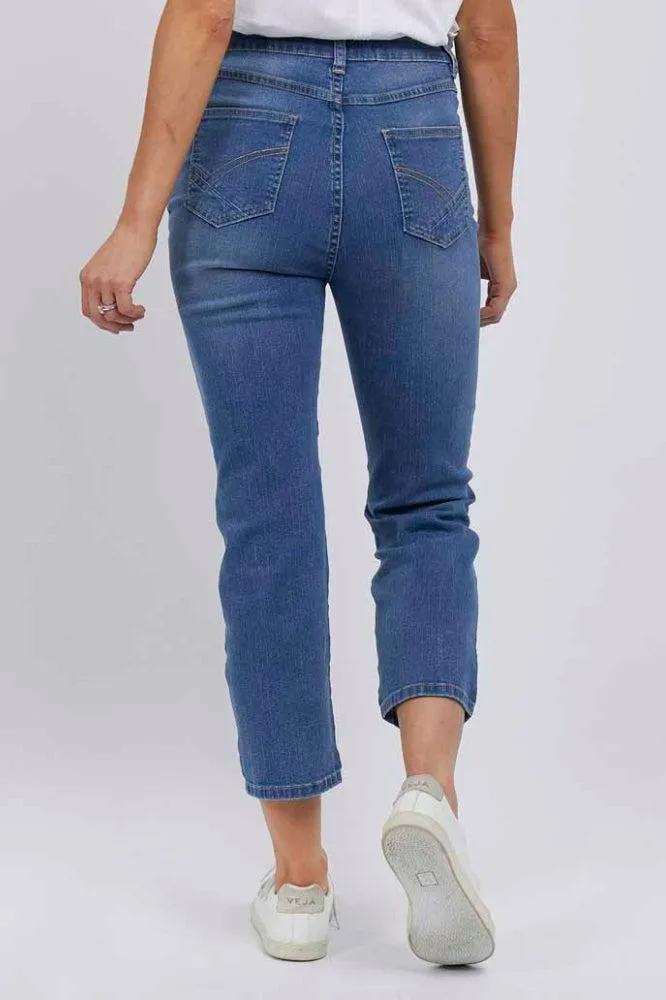 Elm Ada Straight Leg Jeans Mid Blue Denim
