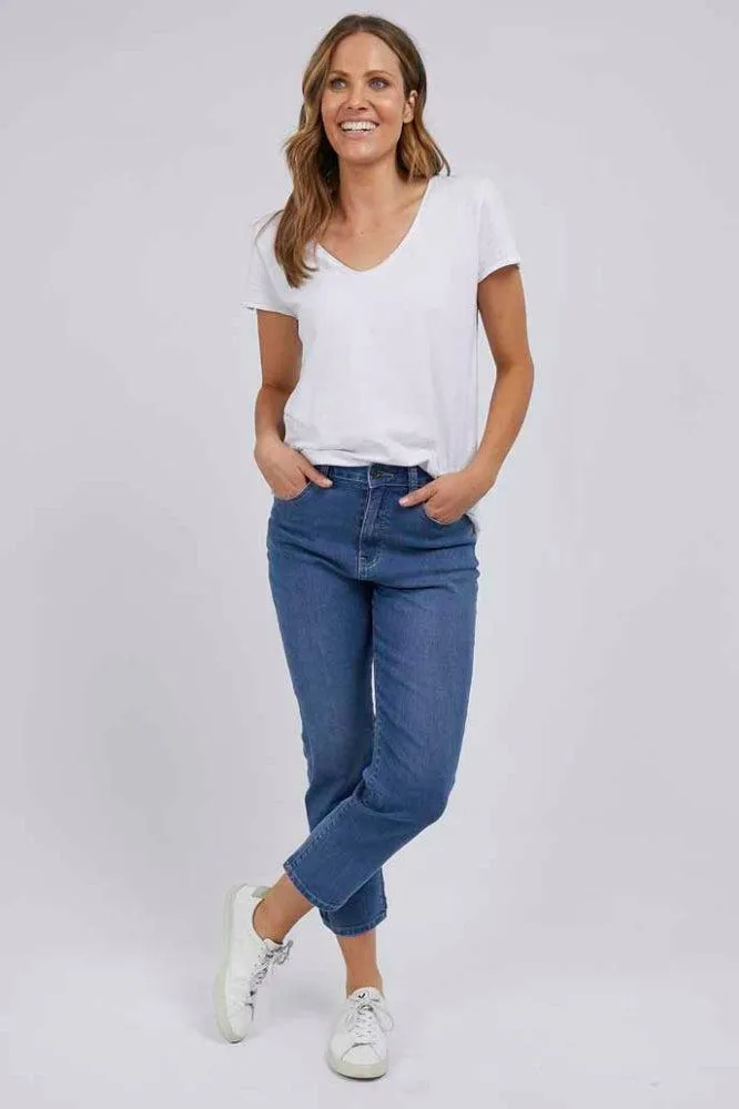Elm Ada Straight Leg Jeans Mid Blue Denim