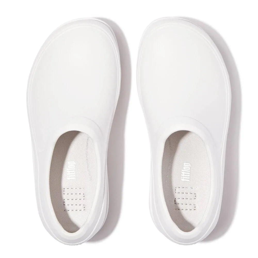 Fitflop Id4-194 Work Clogs Ladies Wide Urban White Slip Ons