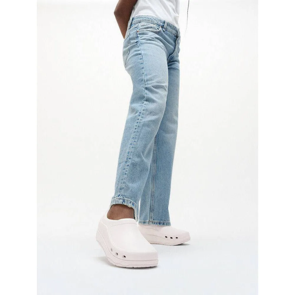 Fitflop Id4-194 Work Clogs Ladies Wide Urban White Slip Ons