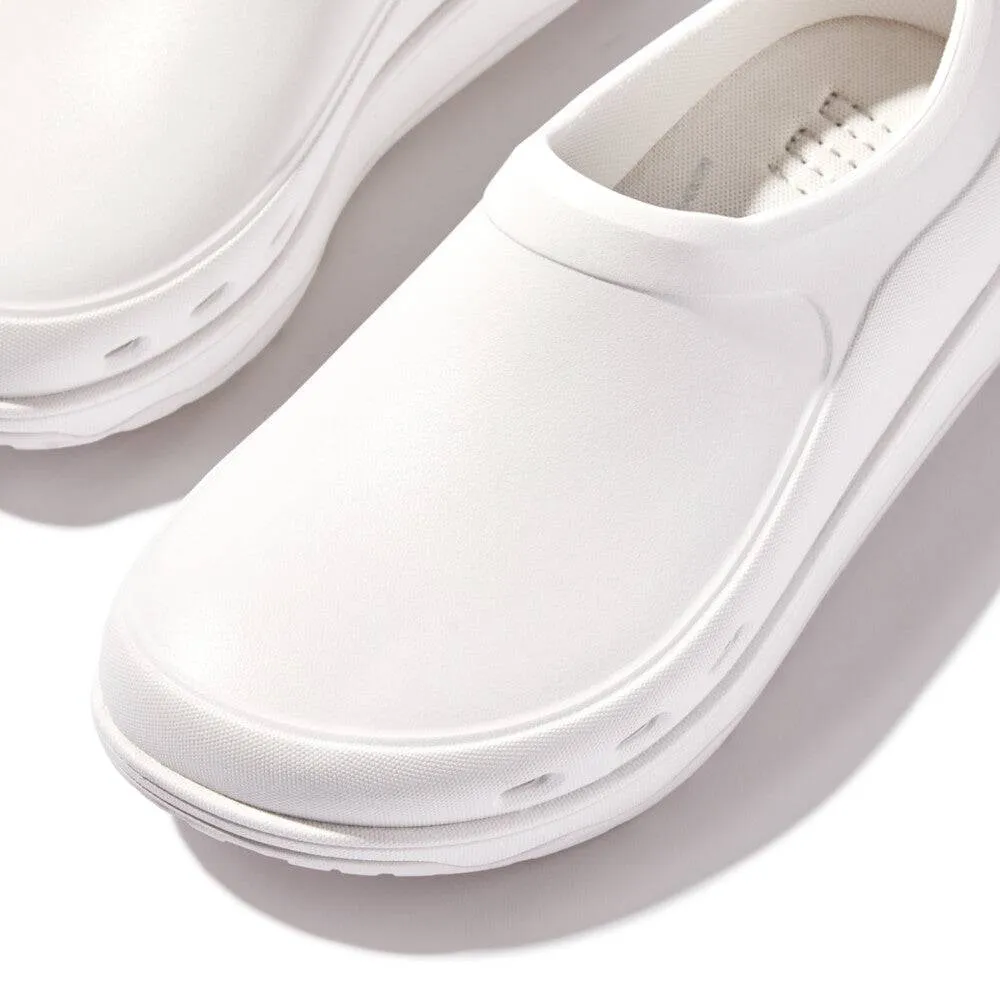Fitflop Id4-194 Work Clogs Ladies Wide Urban White Slip Ons