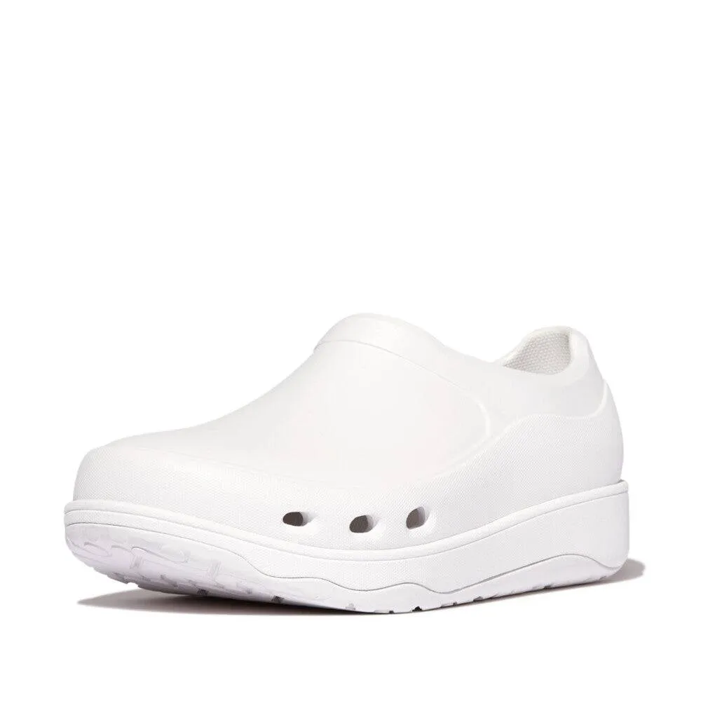 Fitflop Id4-194 Work Clogs Ladies Wide Urban White Slip Ons