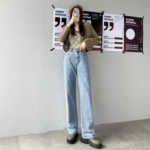 High Waist Straight Leg Jeans voor een Modieuze Look