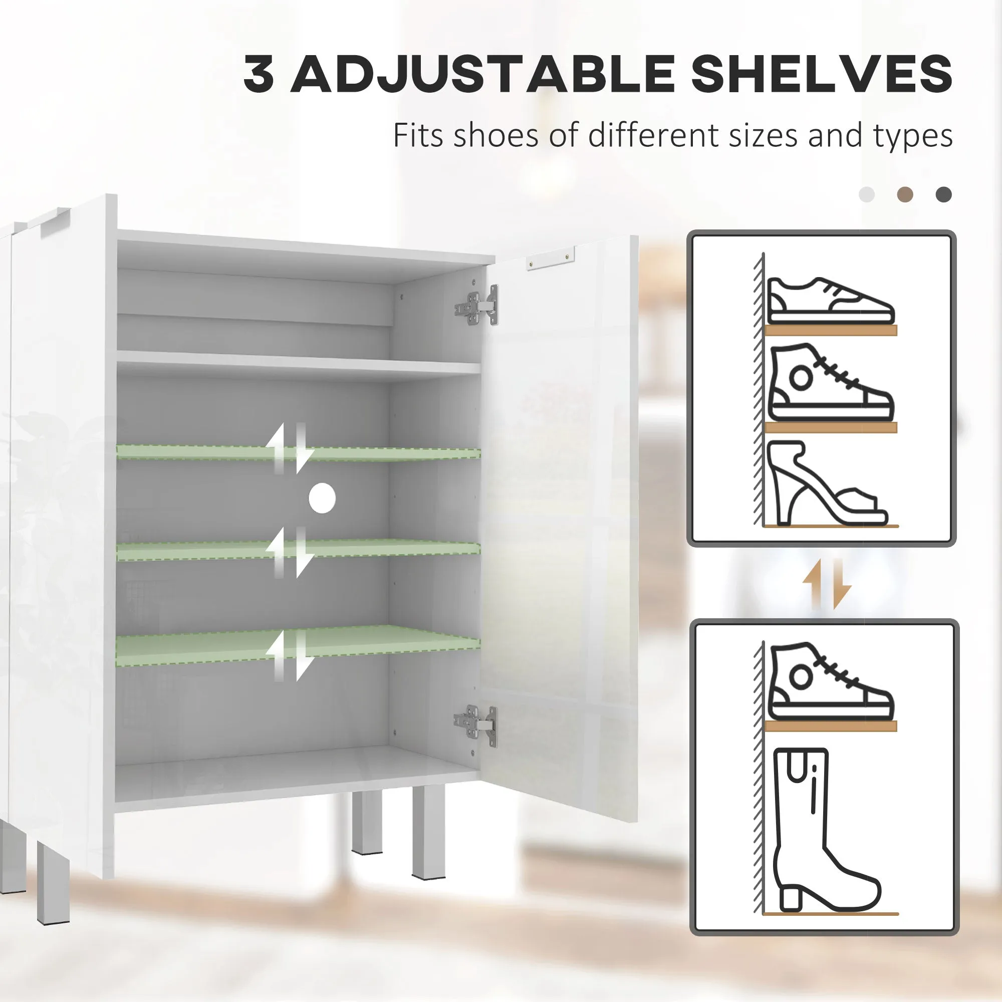 HOMCOM Five-Shelf Shoe Storage Cupboard - White