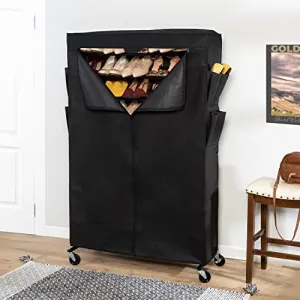 Honey-Can-Do Rolling Shoe Rack and Shoe Rack Cover - Up to 50 Pairs of Shoes, Black SHO-08862 Black