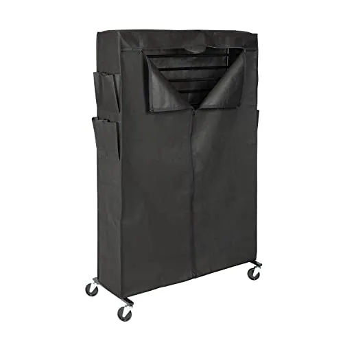 Honey-Can-Do Rolling Shoe Rack and Shoe Rack Cover - Up to 50 Pairs of Shoes, Black SHO-08862 Black