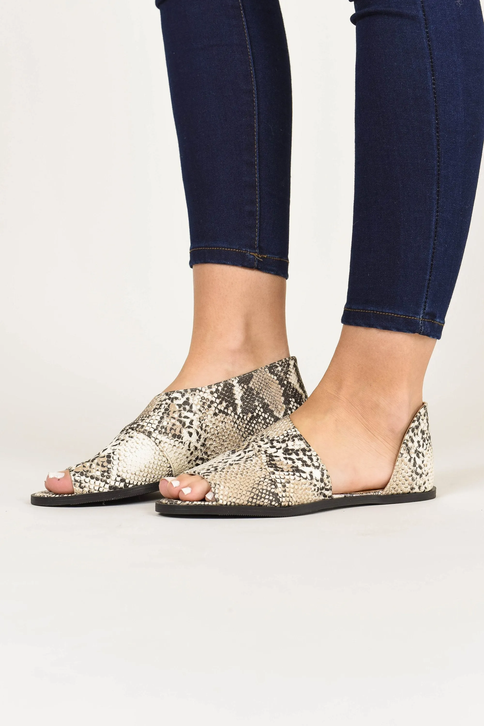 Keeping It Going Tan Brown Snake Flats