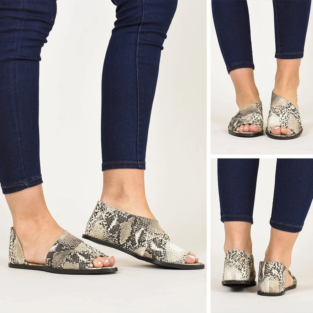 Keeping It Going Tan Brown Snake Flats