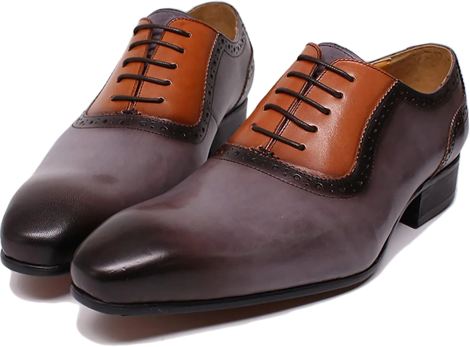 Men's Oxford Shoes Brogues Dress Shoes Classic Lace-Ups Business Casual Wedding Party Shoe,Grey-46