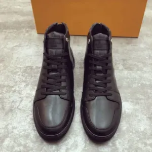 Men's  Spring and Summer New Korean Style Trendy Casual Leather Shoes All-match Black Men's High-bang Sneakers XM188