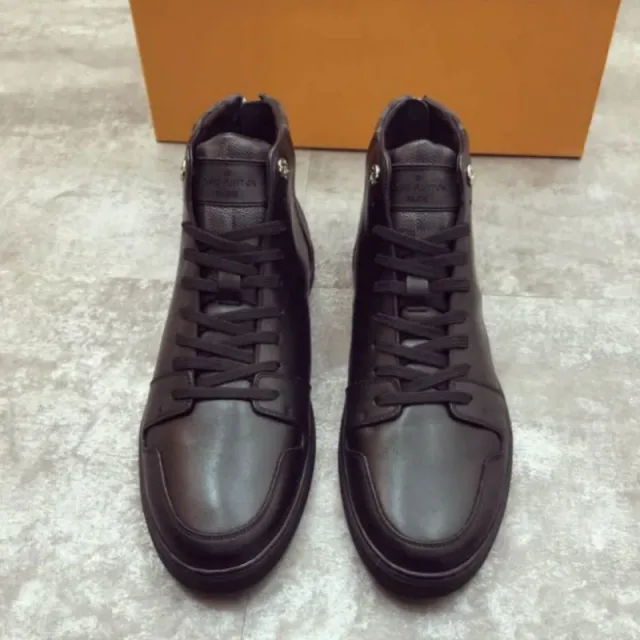 Men's  Spring and Summer New Korean Style Trendy Casual Leather Shoes All-match Black Men's High-bang Sneakers XM188