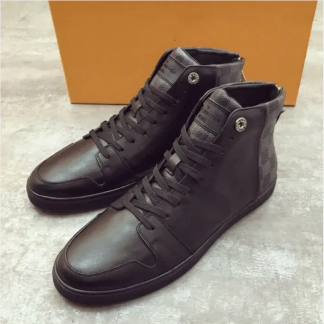 Men's  Spring and Summer New Korean Style Trendy Casual Leather Shoes All-match Black Men's High-bang Sneakers XM188