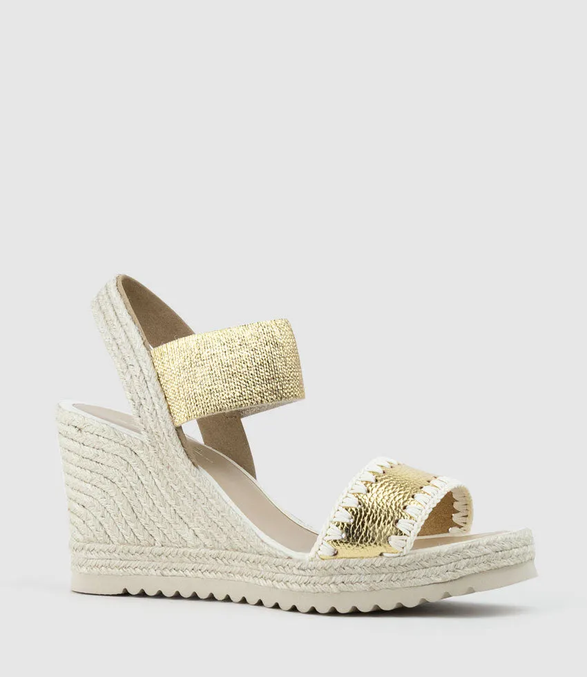 MINERVA Stitched Elastic Espadrille in Gold