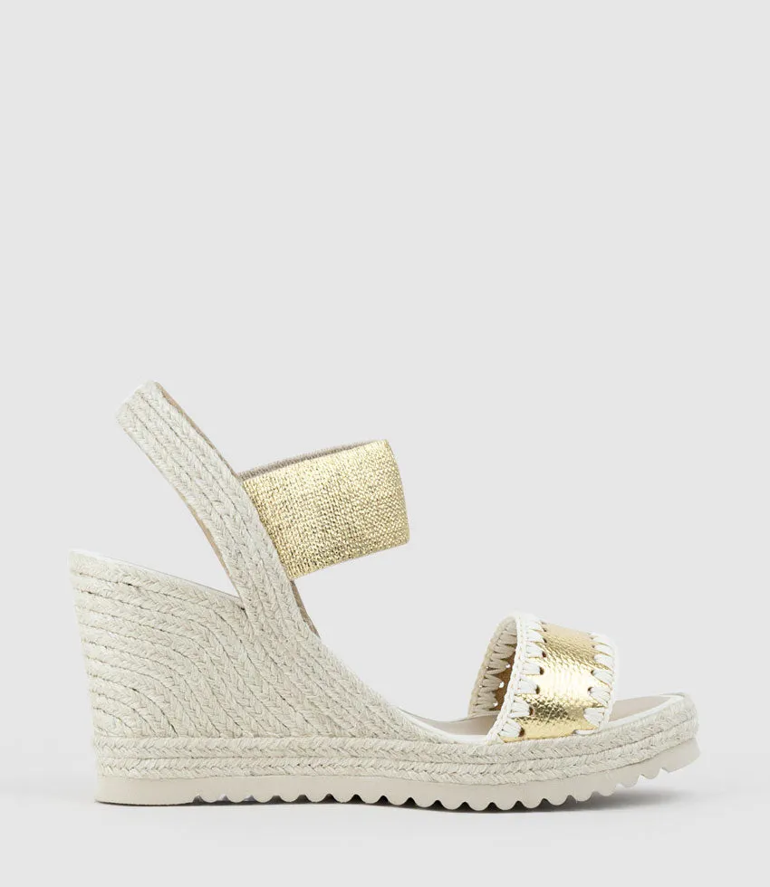 MINERVA Stitched Elastic Espadrille in Gold