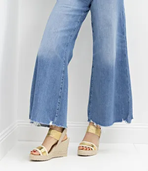 MINERVA Stitched Elastic Espadrille in Gold