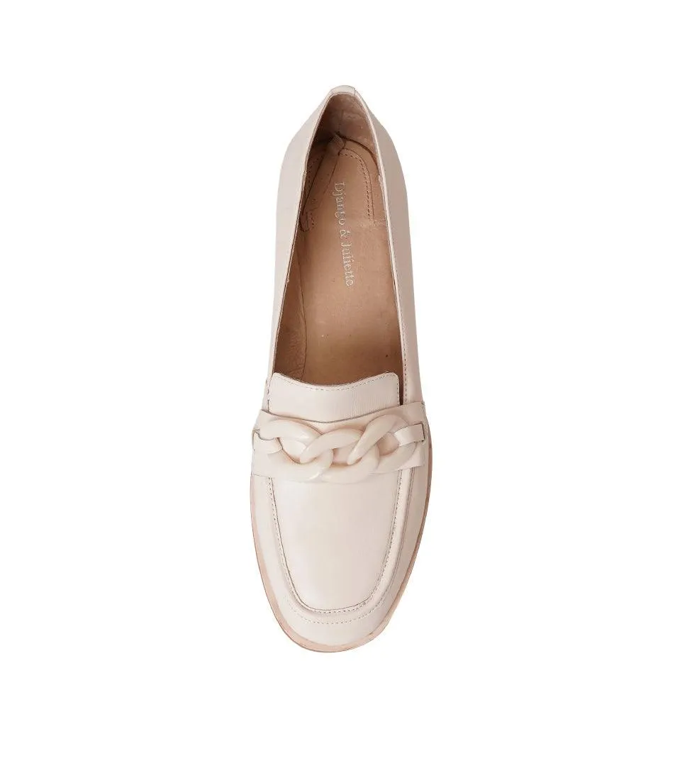 Nomass Creamy Leather Heeled Loafers