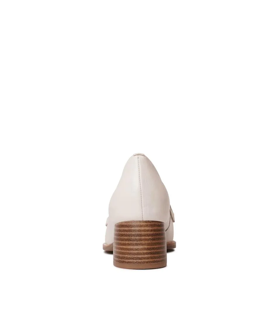 Nomass Creamy Leather Heeled Loafers