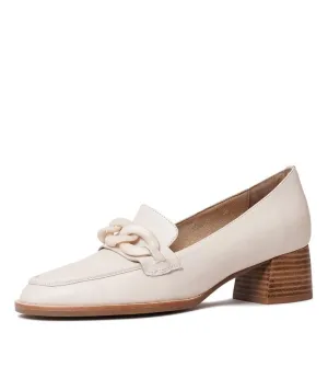 Nomass Creamy Leather Heeled Loafers