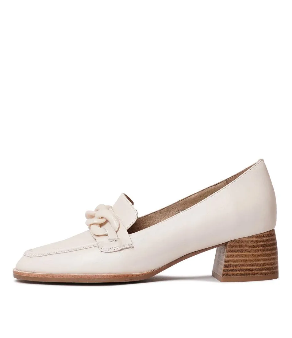 Nomass Creamy Leather Heeled Loafers