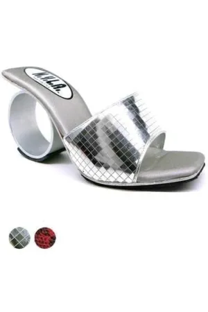 N.Y.L.A. Shoes Mille Women's Aluminum Alloy Heels in Silver Mirror or Red