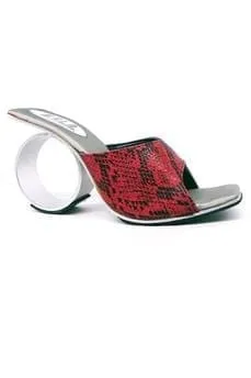 N.Y.L.A. Shoes Mille Women's Aluminum Alloy Heels in Silver Mirror or Red