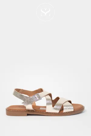 OH MY SANDALS 5572 GOLD LEATHER FLAT SANDALS