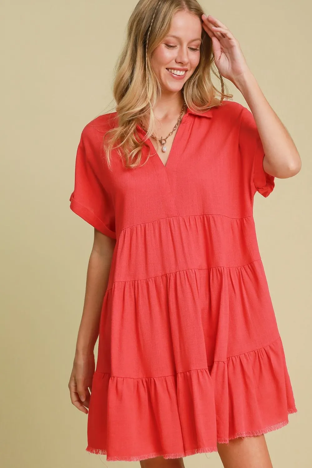 Own Your Fashion Strawberry Raw Hem Tiered Dress