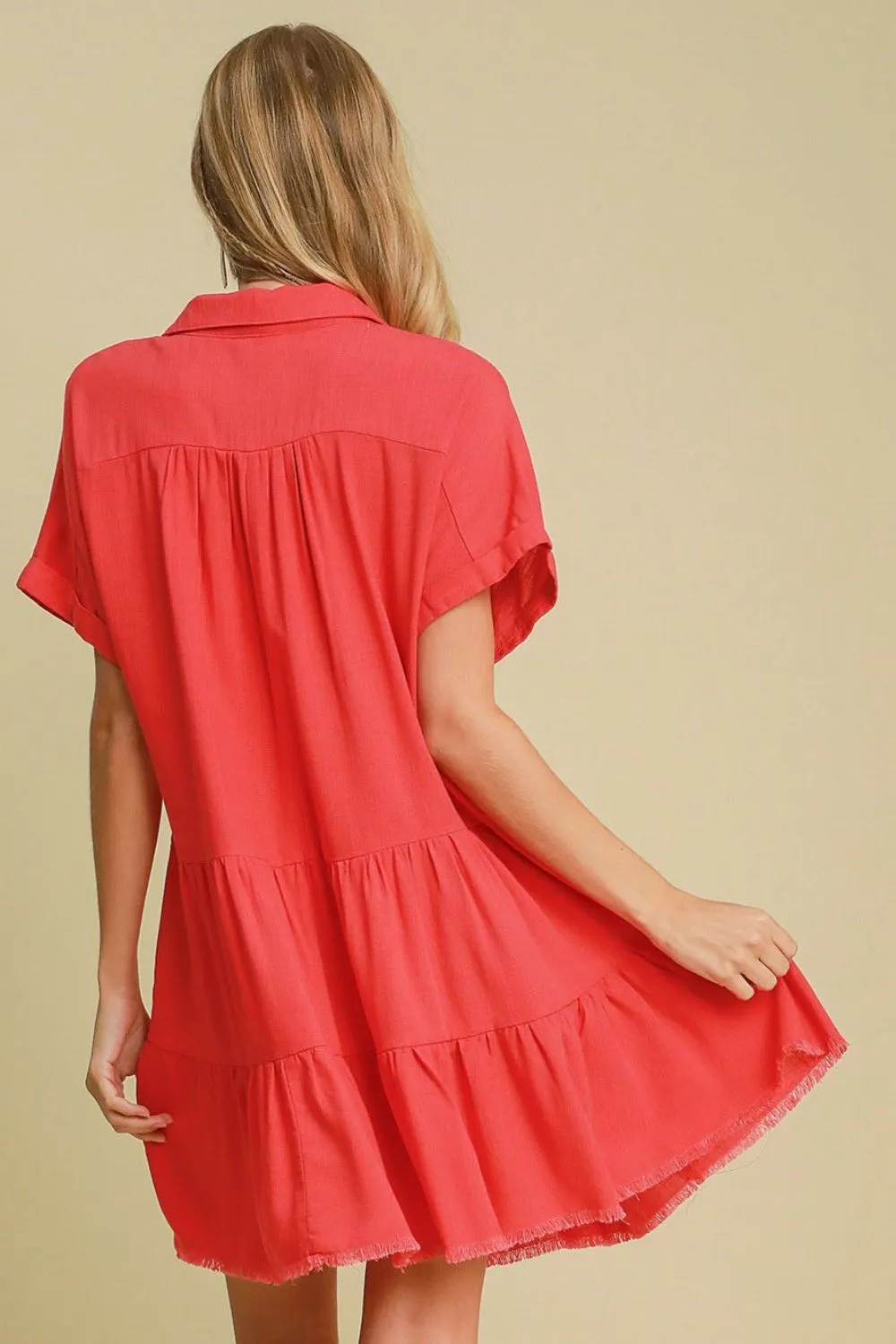 Own Your Fashion Strawberry Raw Hem Tiered Dress