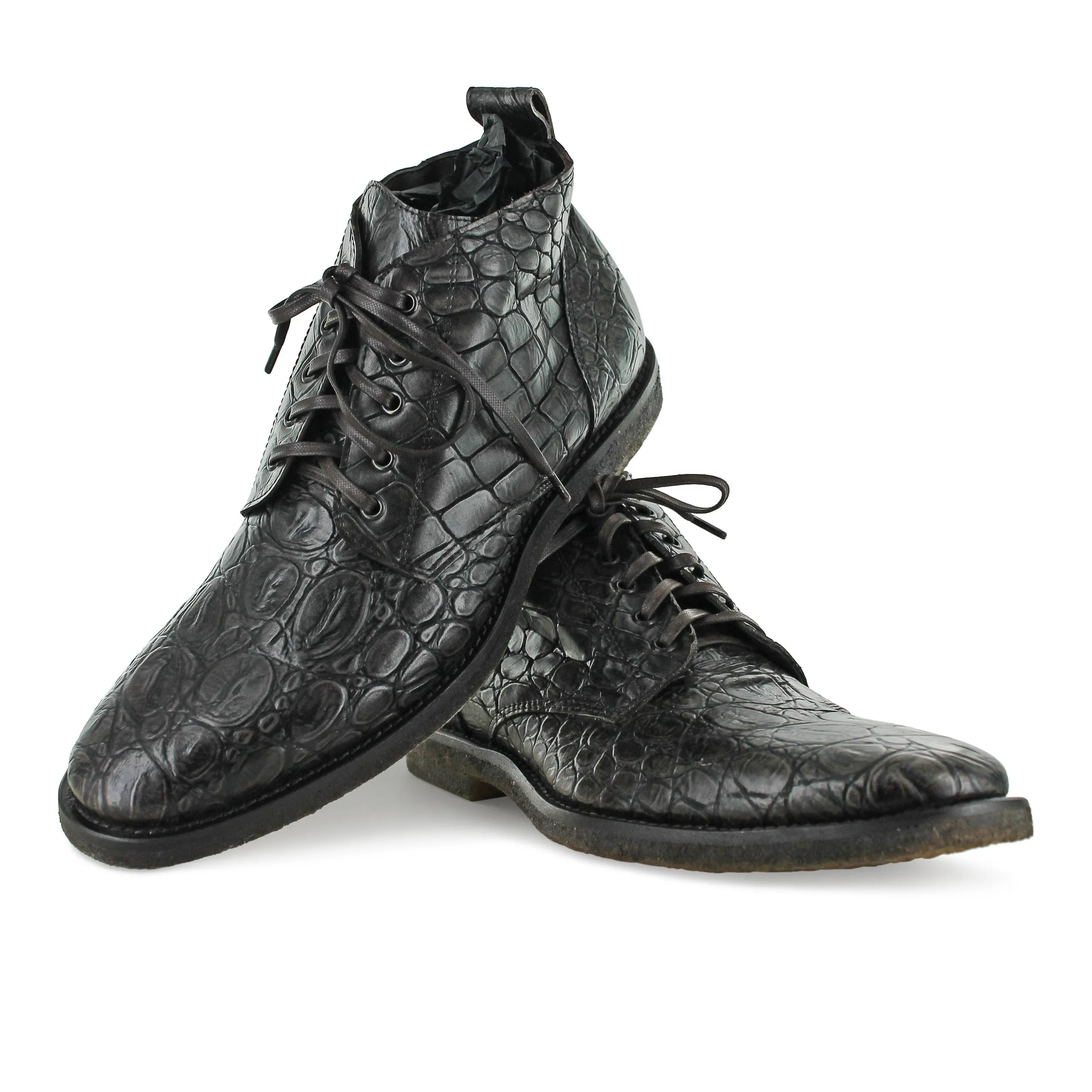 R3035 - Brown Moc Croc Lace Up