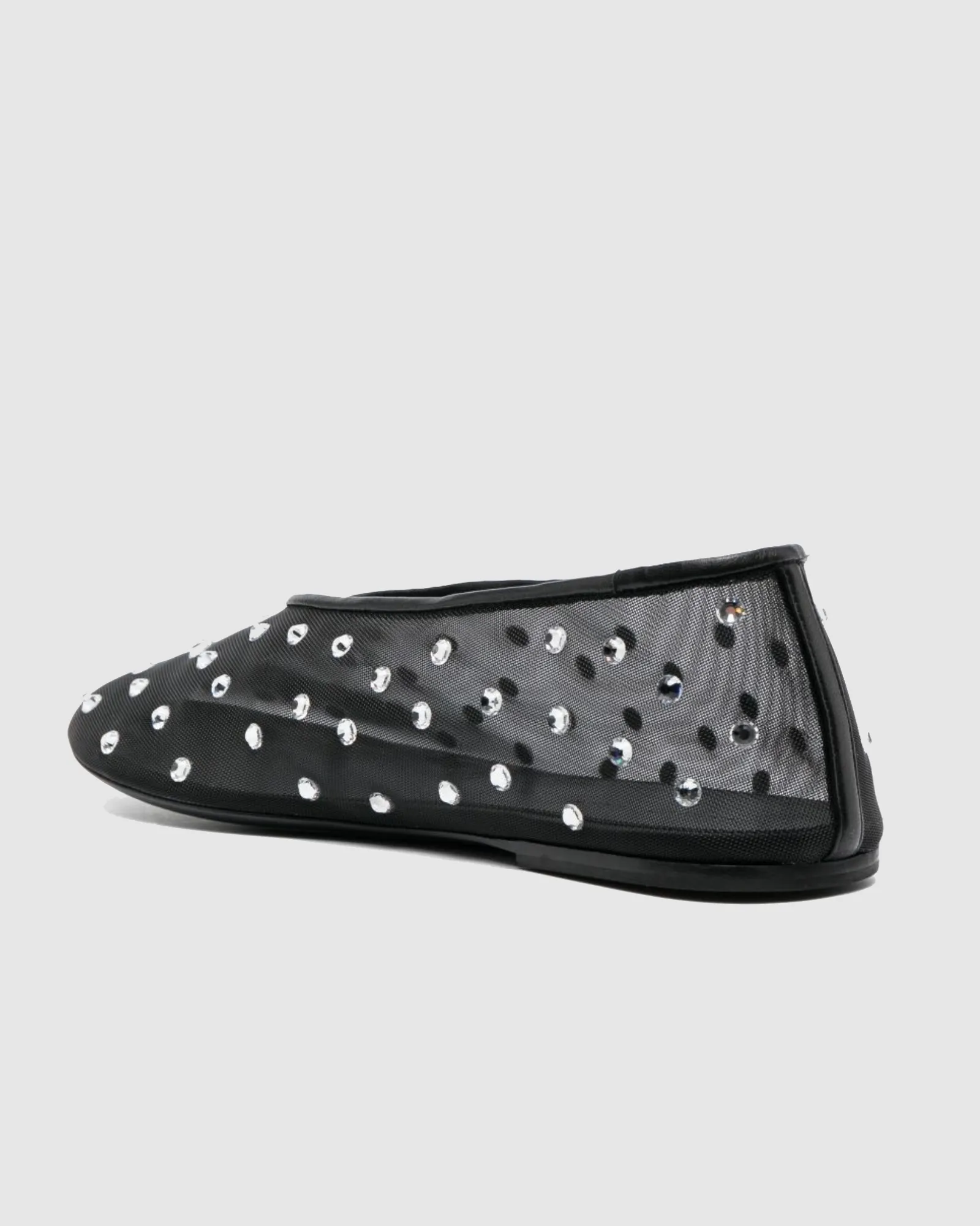 Rosa Rhinestone Embellished Mesh Ballet Flats In Black