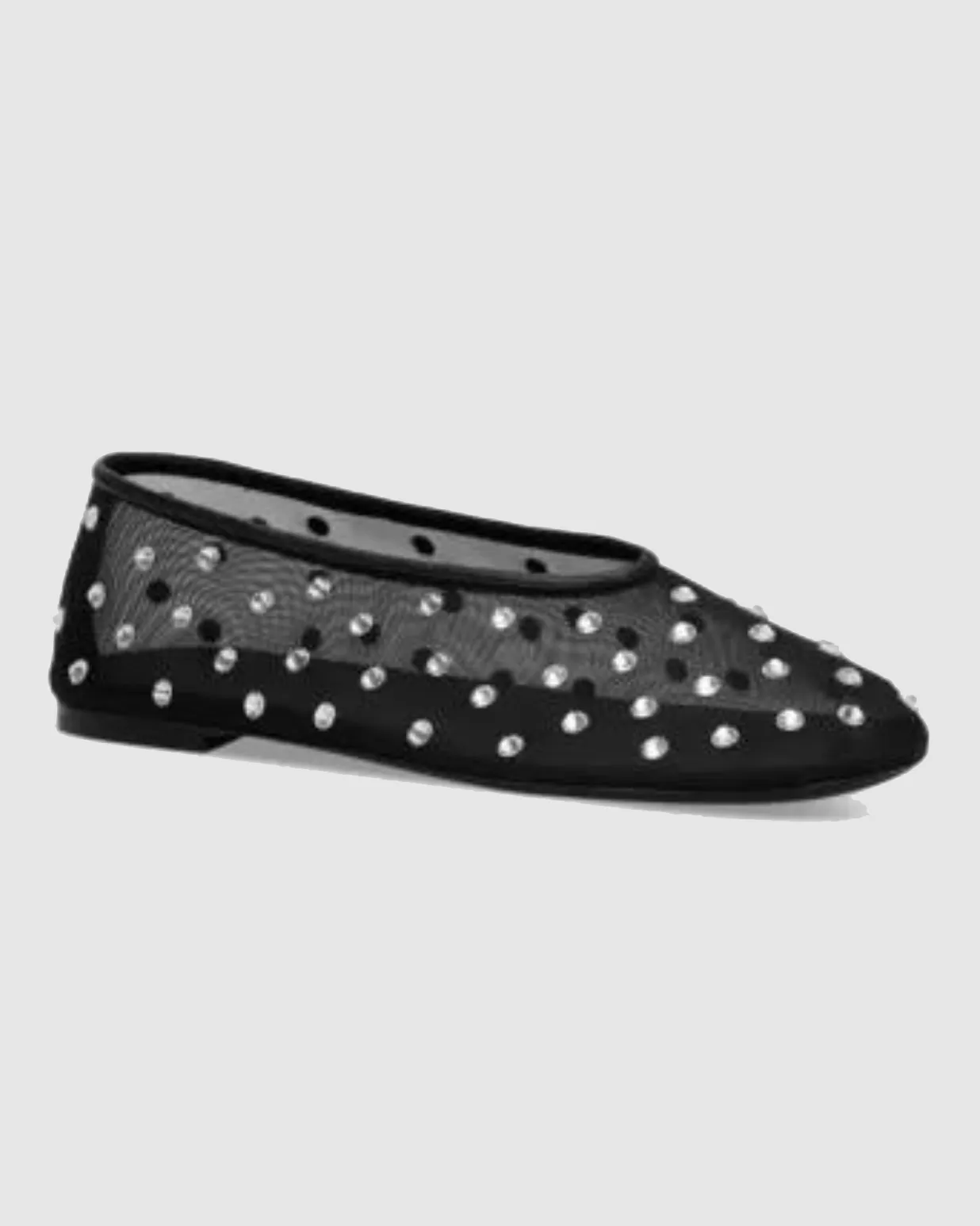 Rosa Rhinestone Embellished Mesh Ballet Flats In Black