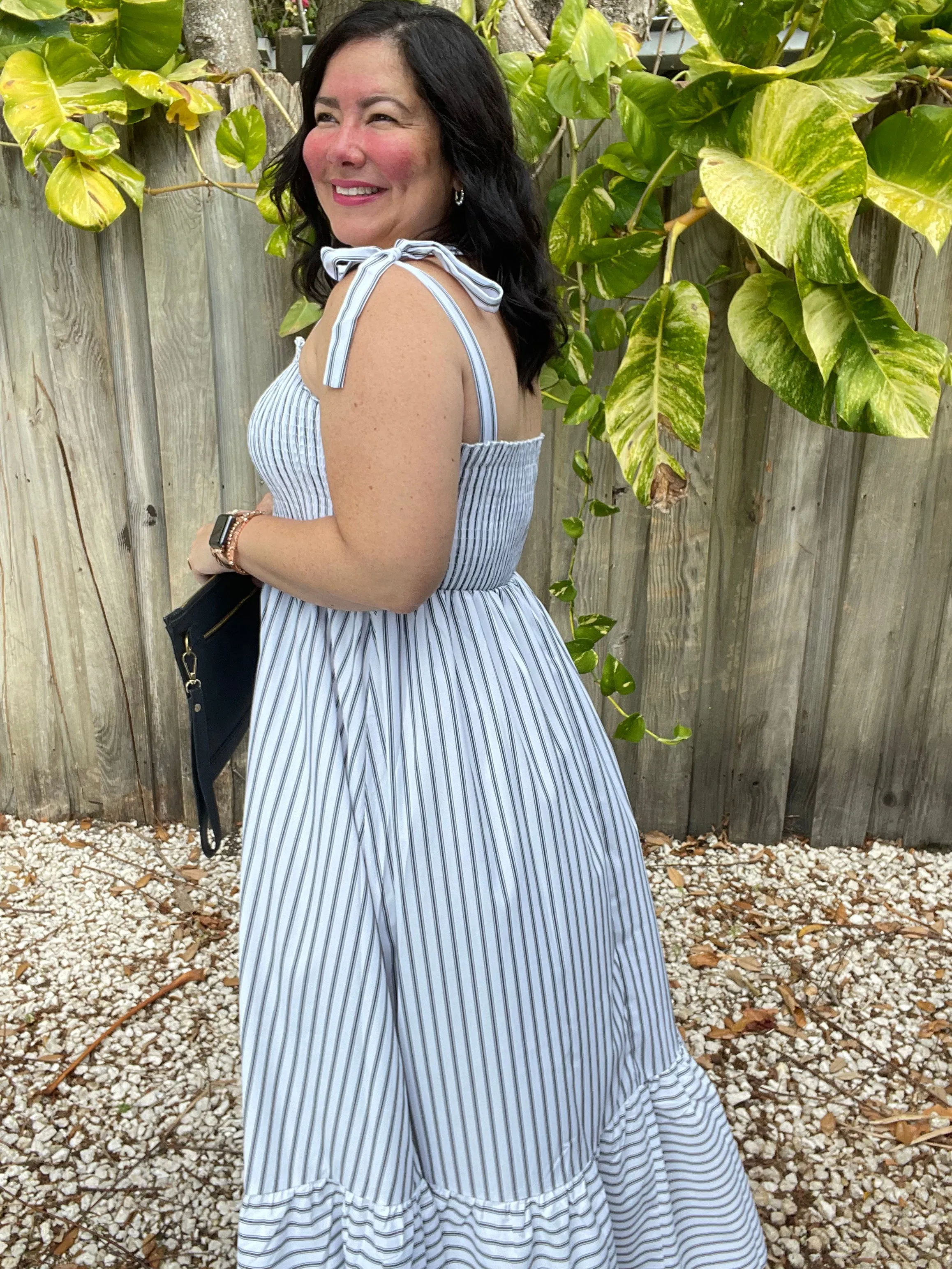 Serene Breeze Poplin Striped Maxi Dress