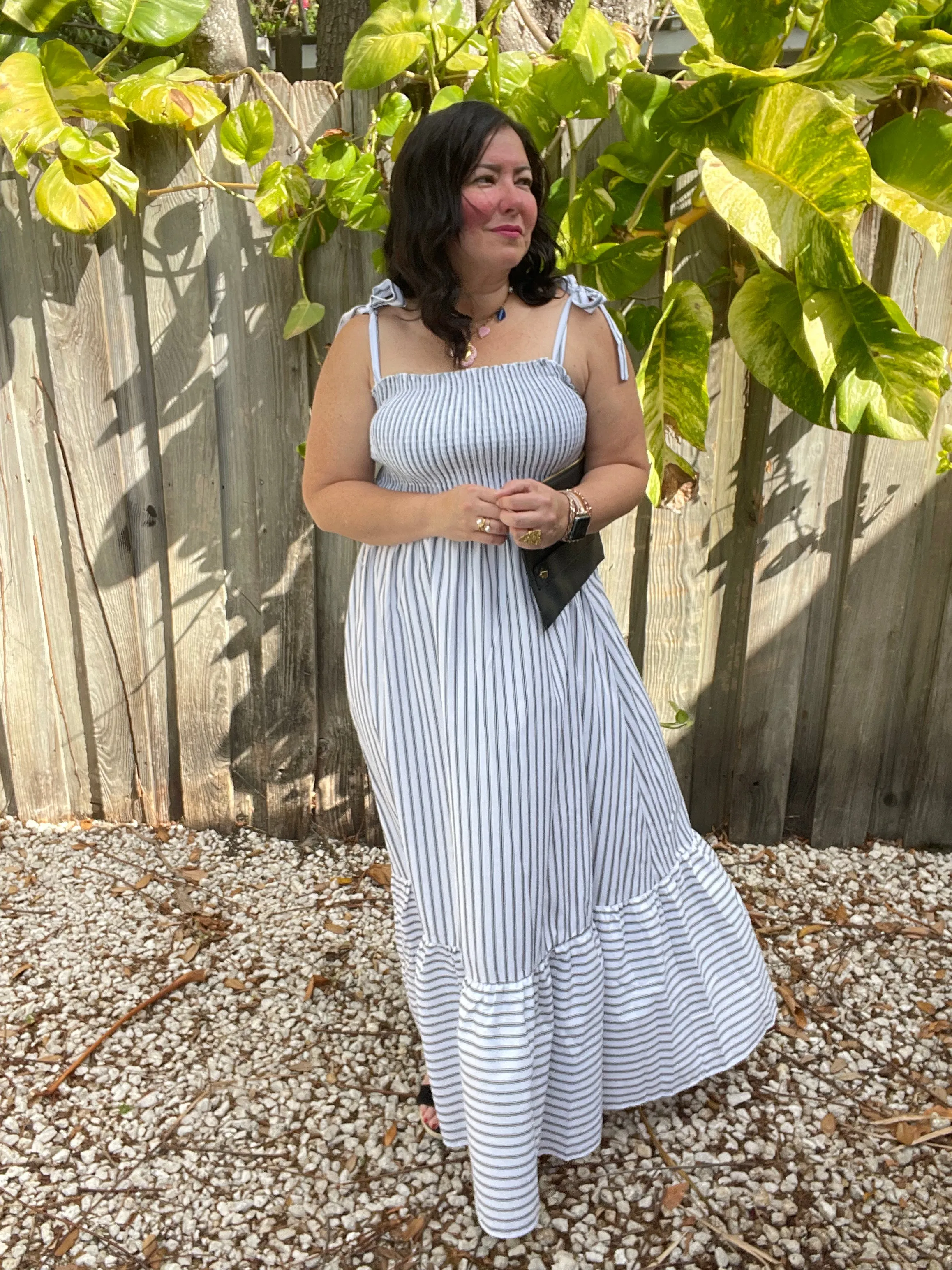 Serene Breeze Poplin Striped Maxi Dress