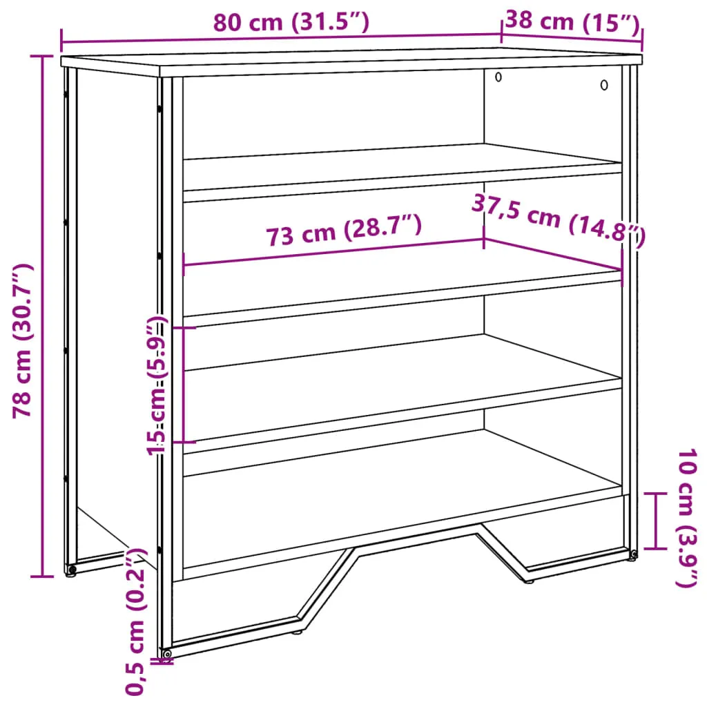 Shoe Cabinet Grey Sonoma 80x38x78 cm Engineered Wood