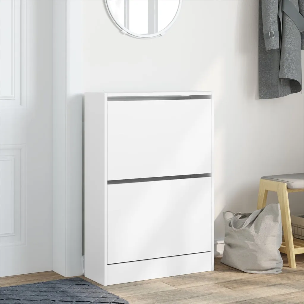Shoe Cabinet White 60x21x87.5 cm Engineered Wood