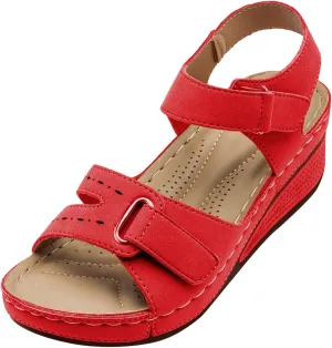 SuanlaTDS Orthopedic Sandals for Women, Women's Wedge Orthotic Arch Support Wide Width Open Toe Adjustable Ankle Strap Platform 2025 Beach Boho Dressy Summer Comfortable Outdoor Walking Shoes